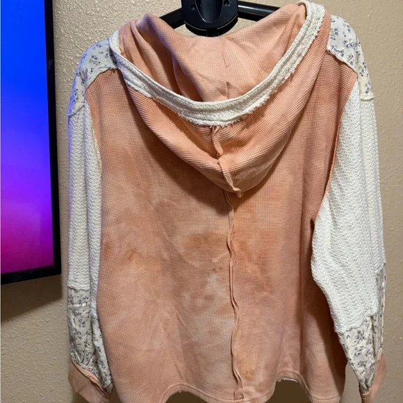 POL Peach and Cream Patchwork Hoodie - Picture 6 of 9